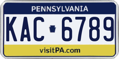 PA license plate KAC6789