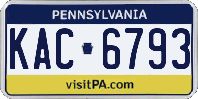 PA license plate KAC6793