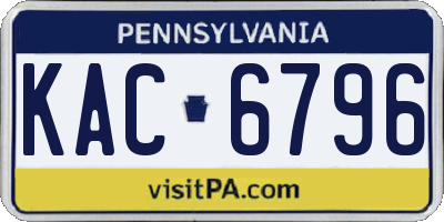 PA license plate KAC6796