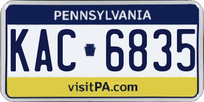 PA license plate KAC6835