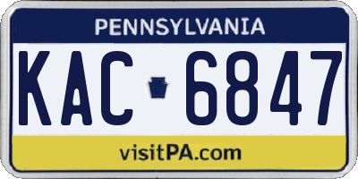 PA license plate KAC6847