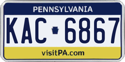 PA license plate KAC6867