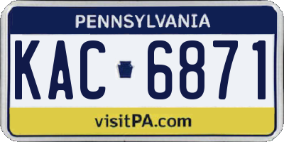 PA license plate KAC6871