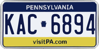 PA license plate KAC6894