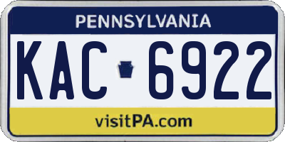 PA license plate KAC6922