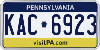 PA license plate KAC6923