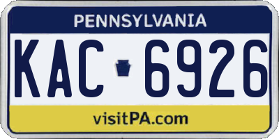 PA license plate KAC6926