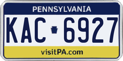 PA license plate KAC6927