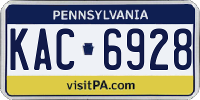 PA license plate KAC6928