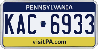 PA license plate KAC6933