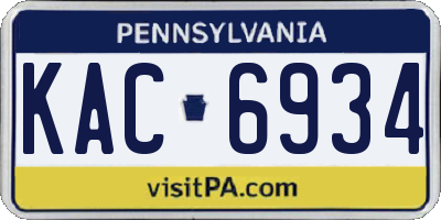 PA license plate KAC6934