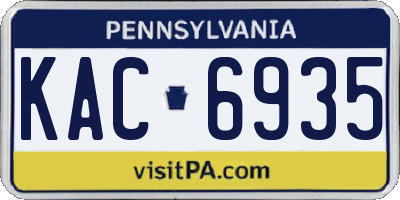 PA license plate KAC6935