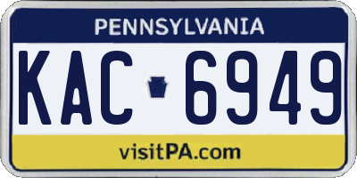 PA license plate KAC6949