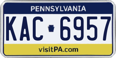 PA license plate KAC6957