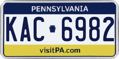 PA license plate KAC6982