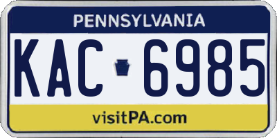 PA license plate KAC6985