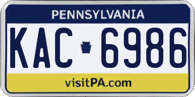 PA license plate KAC6986