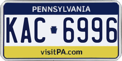 PA license plate KAC6996