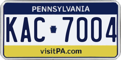 PA license plate KAC7004