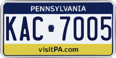PA license plate KAC7005