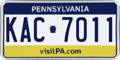 PA license plate KAC7011