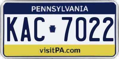 PA license plate KAC7022
