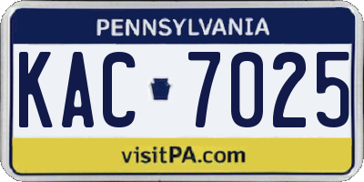PA license plate KAC7025