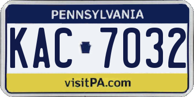 PA license plate KAC7032