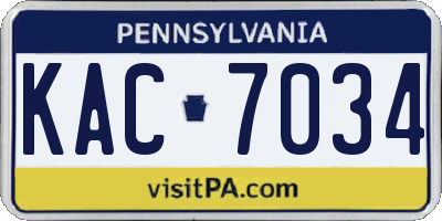 PA license plate KAC7034