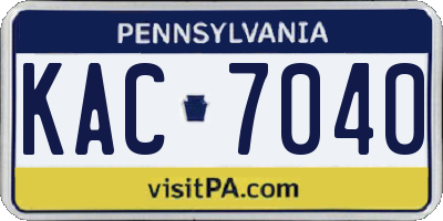 PA license plate KAC7040