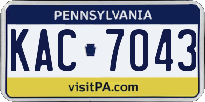 PA license plate KAC7043