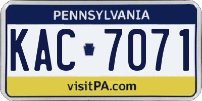 PA license plate KAC7071