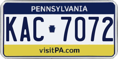 PA license plate KAC7072