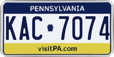 PA license plate KAC7074