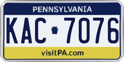 PA license plate KAC7076