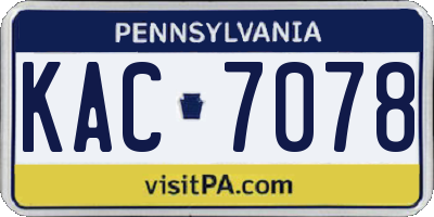 PA license plate KAC7078