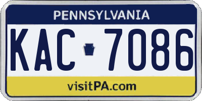 PA license plate KAC7086