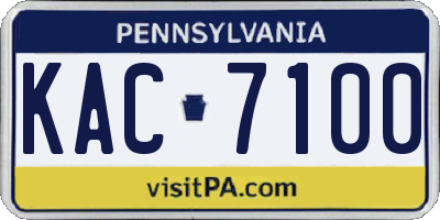 PA license plate KAC7100