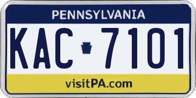 PA license plate KAC7101