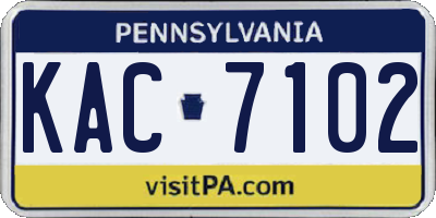 PA license plate KAC7102