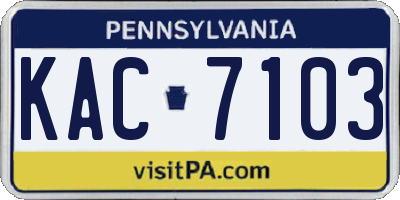 PA license plate KAC7103