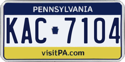 PA license plate KAC7104