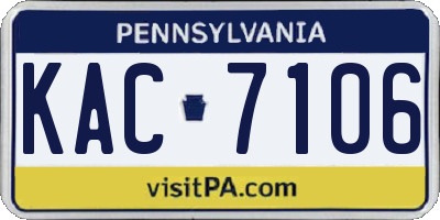 PA license plate KAC7106