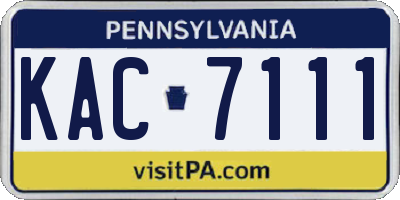 PA license plate KAC7111