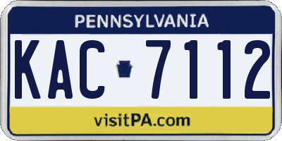 PA license plate KAC7112
