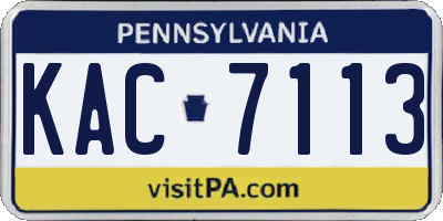 PA license plate KAC7113