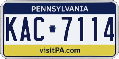 PA license plate KAC7114