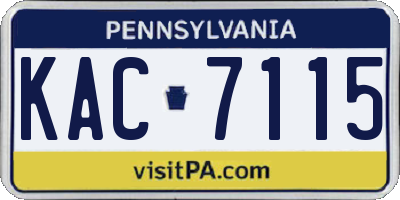 PA license plate KAC7115