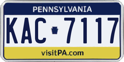 PA license plate KAC7117