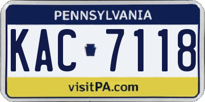 PA license plate KAC7118